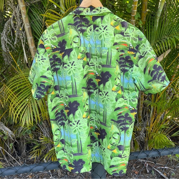No Boundaries Hawaiian Shirt Button Down Toucan Tropical Mens Large - Picture 7 of 9